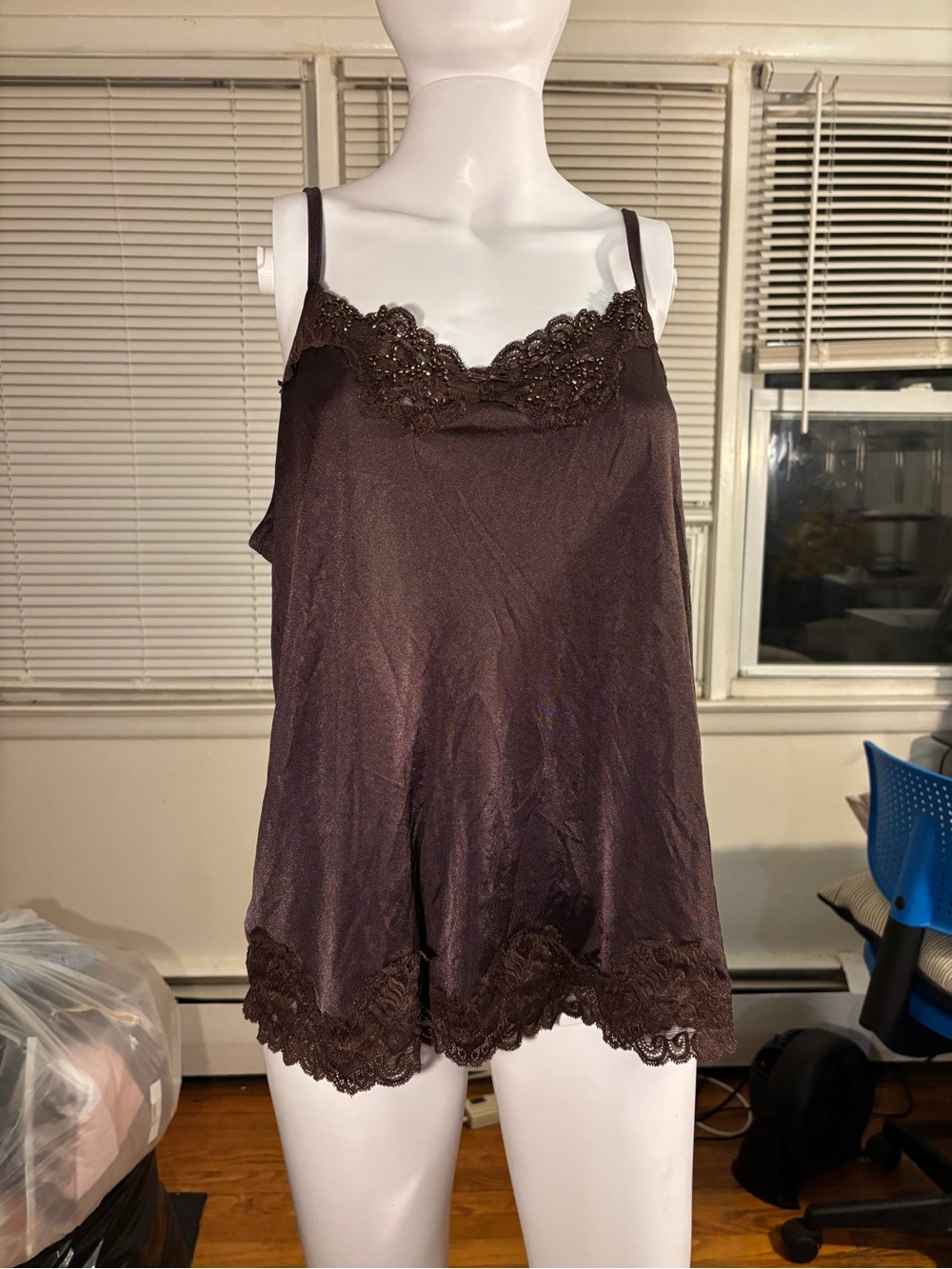 Lane Bryant Women’s Plus 18/20 Brown Lace Trim Camisole Adjustable Straps